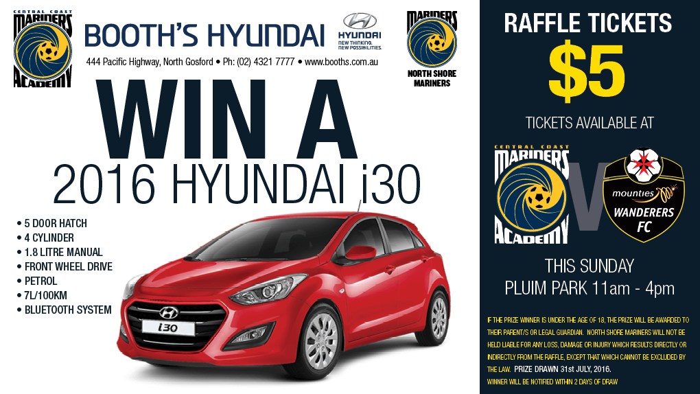 Mariners Car Raffle WIN A CAR & Support the Mariners Academy - Central Coast Mariners