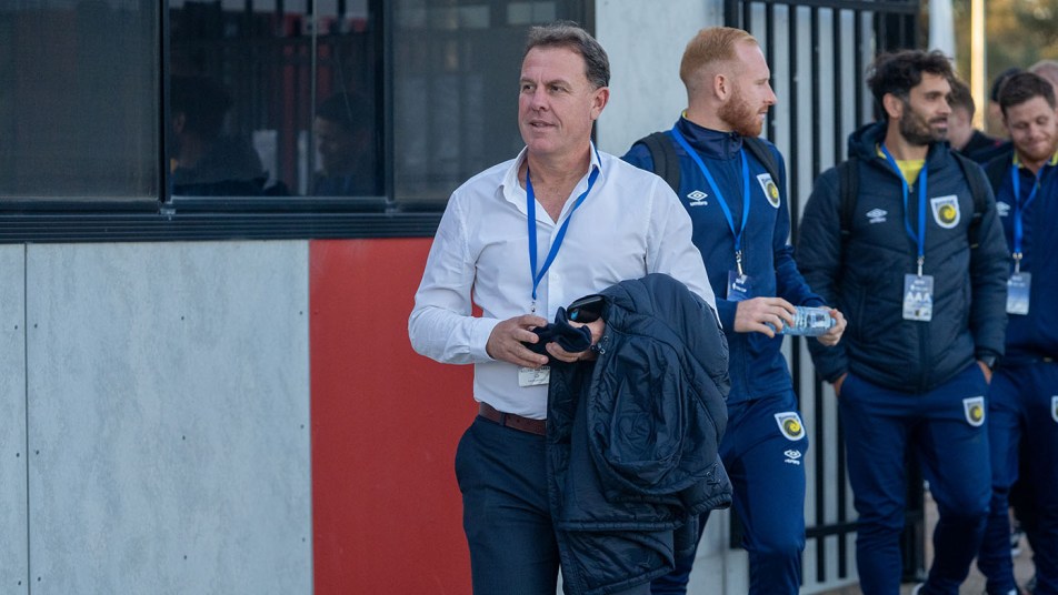 Staj stands in his technical area against Macarthur