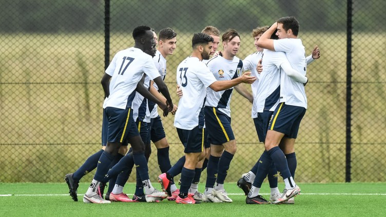 The NPL2 Mariners celebrate a goal against Mounties