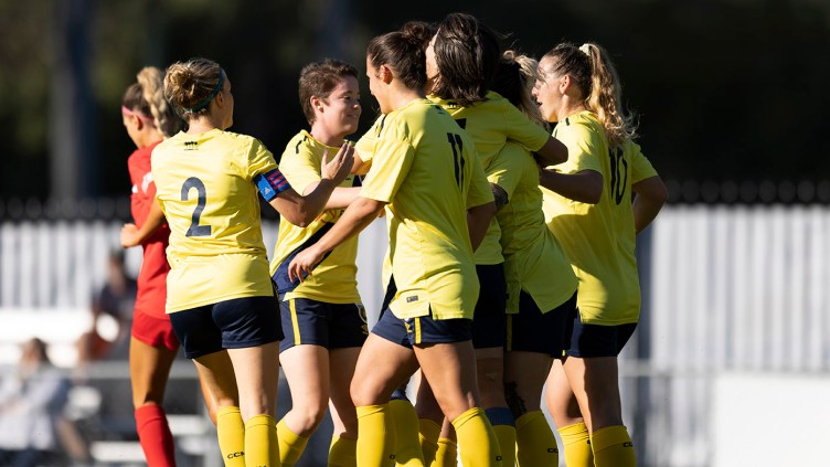 NPL2 Women celebrate a goal against Nepean