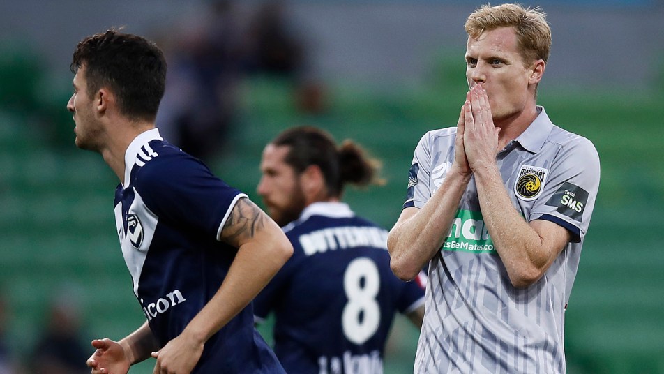 Matt Simon reacts to a chance against the Victory