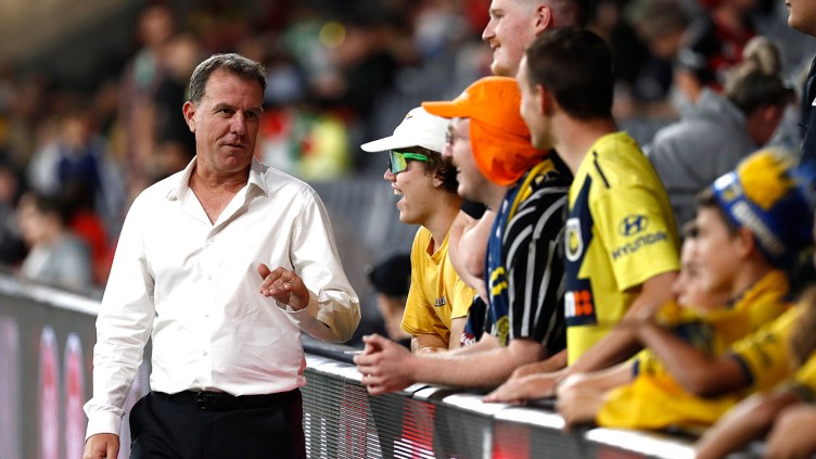 Alen Stajcic chats with fans at Bankwest Stadium